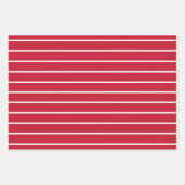 Feuille De Papier Cadeau Bande blanche rouge lignes grossières Noël (Devant 3)