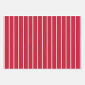 Feuille De Papier Cadeau Bande blanche rouge lignes grossières Noël (Devant 2)