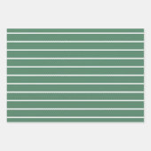 Feuille De Papier Cadeau Bande blanche verte en lignes pince Noël (Devant 3)
