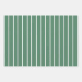Feuille De Papier Cadeau Bande blanche verte en lignes pince Noël (Devant 2)