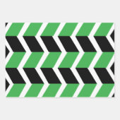 Feuille De Papier Cadeau Bande de Chevron Vert Noir (Devant 3)