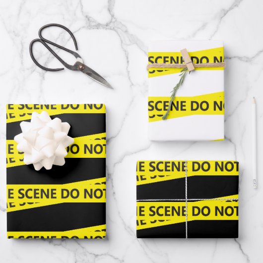 Feuille De Papier Cadeau Bande de scène de crime policier (Recto)