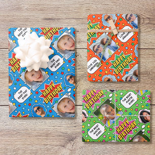 Feuille De Papier Cadeau Bande dessinée amusante Anniversaire Étoiles Perso