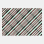 Feuille De Papier Cadeau Bande moderne bleu brun rouge rose violet jaune (Devant)