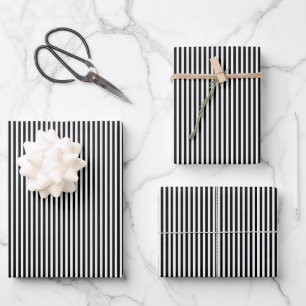 Feuille De Papier Cadeau Bande noire et blanche