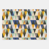 Feuille De Papier Cadeau Bande Pois géométrique turquoise en or noir (Devant)