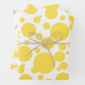 Feuille De Papier Cadeau Bande pois motif-Jaune-argent-or (En situation)