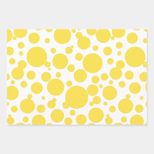 Feuille De Papier Cadeau Bande pois motif-Jaune-argent-or (Devant)