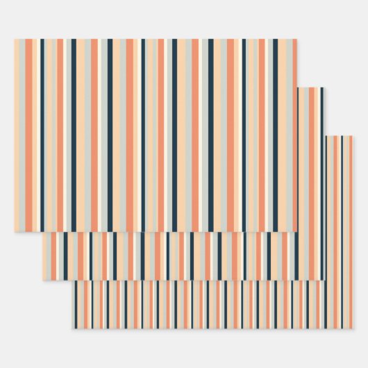Feuille De Papier Cadeau Bande verticale colorée (Lot)
