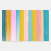 Feuille De Papier Cadeau Bandes Abstraites d'aquarelle simple en rose (Devant 2)