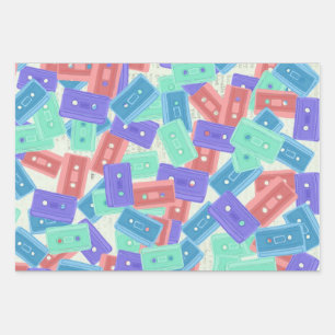 Feuille De Papier Cadeau Bandes-cassettes Pastel - 90s Musique esthétique