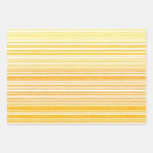Feuille De Papier Cadeau Bandes d'aquarelle rétro chaude en moutarde jaune