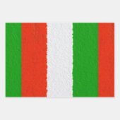 Feuille De Papier Cadeau Bandes de ciment rouge, vert et blanc (Devant 3)