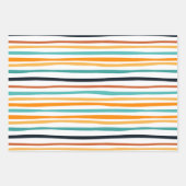 Feuille De Papier Cadeau Bandes de Citrouille orange noire Halloween (Devant 3)