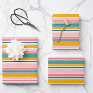 Feuille De Papier Cadeau Bandes de couleurs à thème de plage