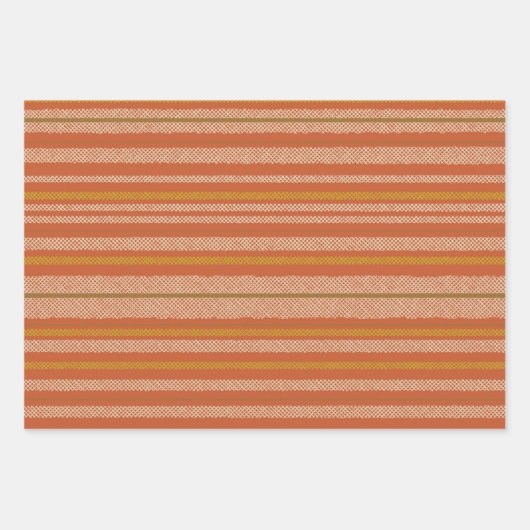 Feuille De Papier Cadeau Bandes de maillage orange rétro (Devant)