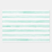 Feuille De Papier Cadeau Bandes de menthe Floral Chic (Devant 2)