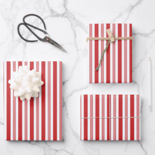 Feuille De Papier Cadeau Bandes de sucre de canne rouge et blanc