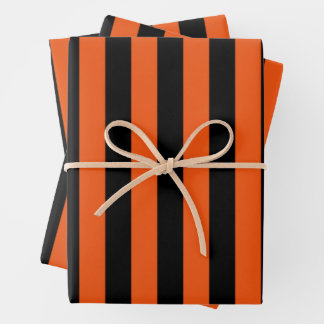 Feuille De Papier Cadeau Bandes d'Halloween orange et noir