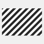 Feuille De Papier Cadeau Bandes Diagonales Noires Et Blanches (Devant)