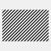 Feuille De Papier Cadeau Bandes Diagonales Noires Et Blanches (Devant 3)