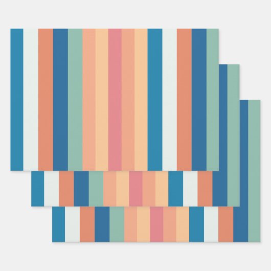 Feuille De Papier Cadeau Bandes d'ombre couleur (Lot)