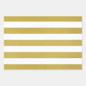 Feuille De Papier Cadeau Bandes d'or, Blancs, Motif rayé (Devant 2)