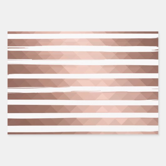 Feuille De Papier Cadeau Bandes dorées roses modernes minimes xmas (Devant)