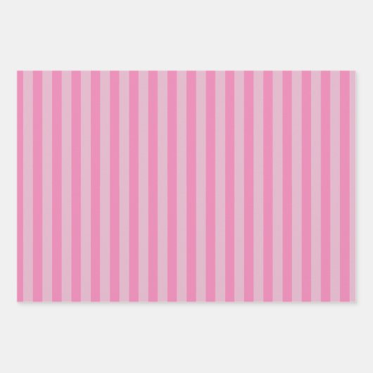 Feuille De Papier Cadeau Bandes en rose ensemble 3 (Devant 2)