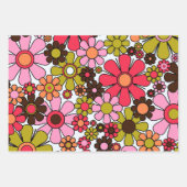 Feuille De Papier Cadeau Bandes et fleurs rétro Motifs rétro (Devant 2)