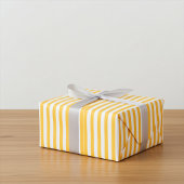 Feuille De Papier Cadeau Bandes étroites jaunes et blanches chaudes