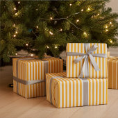 Feuille De Papier Cadeau Bandes étroites jaunes et blanches chaudes