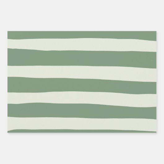 Feuille De Papier Cadeau Bandes inégales - Vert (Devant 3)