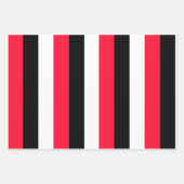 Feuille De Papier Cadeau Bandes noires, blanches et rouges (Devant 3)