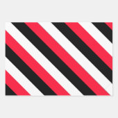 Feuille De Papier Cadeau Bandes noires, blanches et rouges (Devant 2)