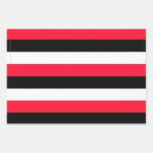 Feuille De Papier Cadeau Bandes noires, blanches et rouges (Devant)