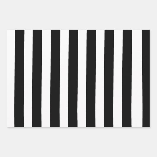 Feuille De Papier Cadeau Bandes noires et blanches (Devant 2)