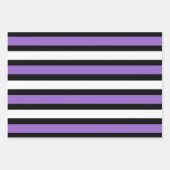 Feuille De Papier Cadeau Bandes noires, violettes et blanches (Devant 3)