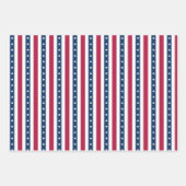 Feuille De Papier Cadeau Bandes patriotiques avec étoiles (verticale) (Devant 3)