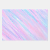 Feuille De Papier Cadeau Bandes Peintes Turquoise Rose violet (Devant 3)