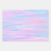 Feuille De Papier Cadeau Bandes Peintes Turquoise Rose violet (Devant 2)