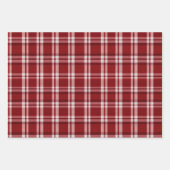 Feuille De Papier Cadeau Bandes Plaid Vert Crème Rouge (Devant 2)