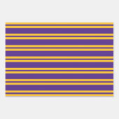 Feuille De Papier Cadeau Bandes pourpres et dorées (Devant 2)