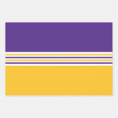 Feuille De Papier Cadeau Bandes pourpres et dorées (Devant)