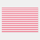 Feuille De Papier Cadeau Bandes roses et blanches (Devant)