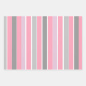 Feuille De Papier Cadeau Bandes roses et gris (Devant 2)