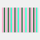 Feuille De Papier Cadeau Bandes roses et vertes (Devant)