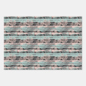 Feuille De Papier Cadeau Bandes Roses peintes au hasard (Devant 3)