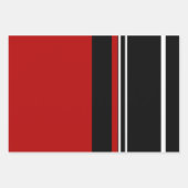 Feuille De Papier Cadeau Bandes rouges et blanches noires (Devant)