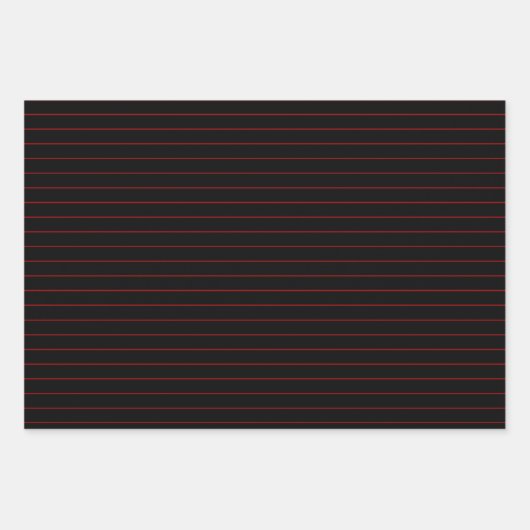 Feuille De Papier Cadeau Bandes rouges minces sur la fête noire ou Noël (Devant)